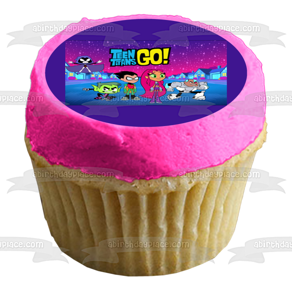 Teen Titans Go Robin Raven Cyborg Star Fire Beast Boy - Adorno comestible para tarta, imagen ABPID00833 