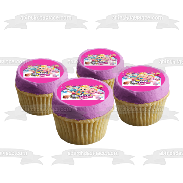 Shopkins Shoppies Popette Jessicake Bubbleisha Edible Cake Topper Image ABPID00834