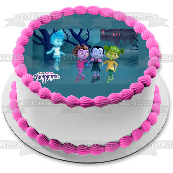 Adorno comestible para tarta Vampirina Friends Ghoul Girls Poppy y Bridgett Imagen ABPID00837 