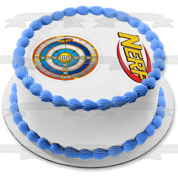NERF Happy Birthday Bullseye NERF Logo Edible Cake Topper Image ABPID55167