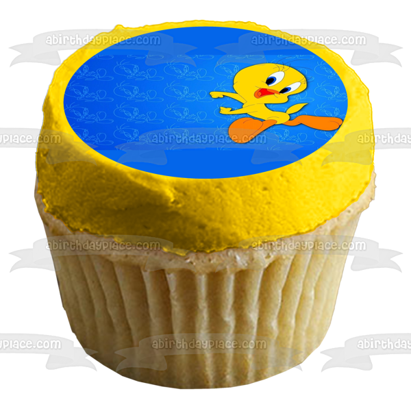 Looney Tunes Tweety Bird and a Blue Background Edible Cake Topper Image ABPID00990