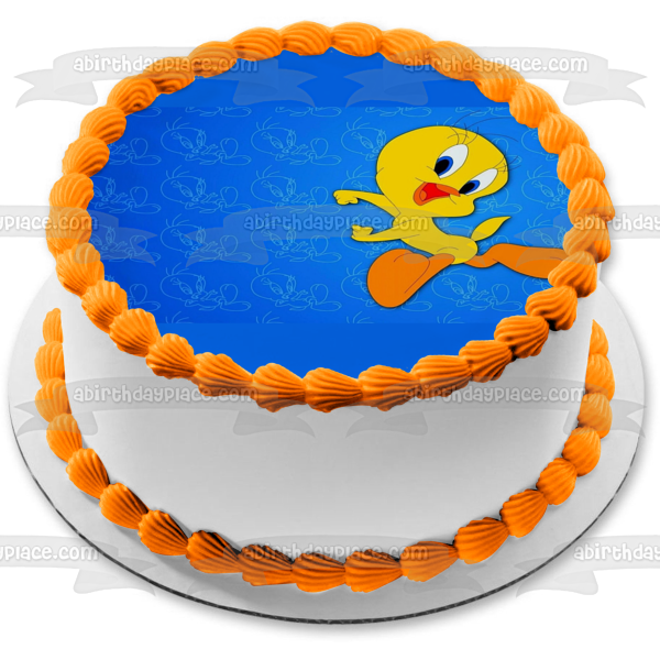 Looney Tunes Tweety Bird and a Blue Background Edible Cake Topper Image ABPID00990