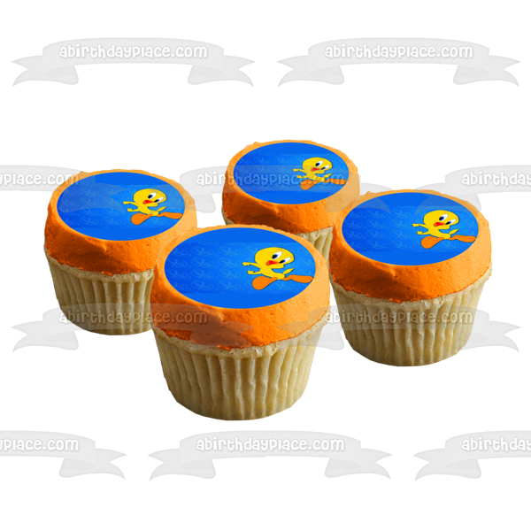 Looney Tunes Tweety Bird and a Blue Background Edible Cake Topper Image ABPID00990