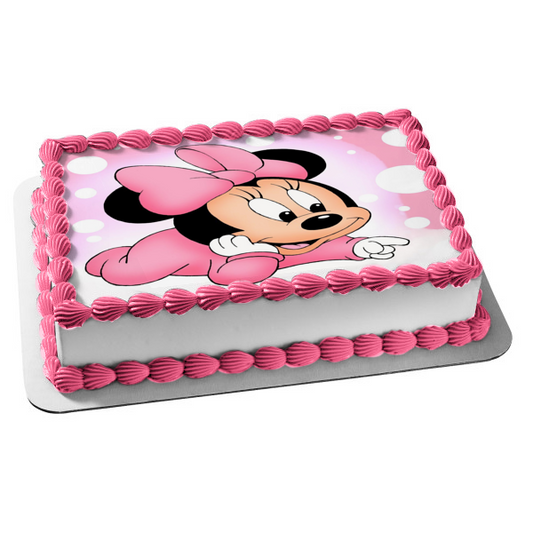 Adorno comestible para tarta con diseño de Minnie Mouse de bebé, imagen ABPID00976 