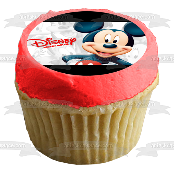 Mickey Mouse Color on Black and White Background Edible Cake Topper Image ABPID01056