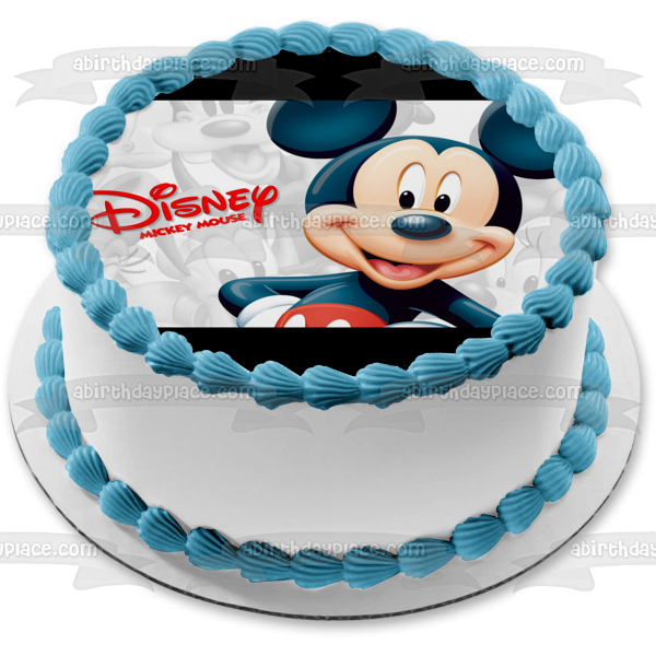 Mickey Mouse Color on Black and White Background Edible Cake Topper Image ABPID01056