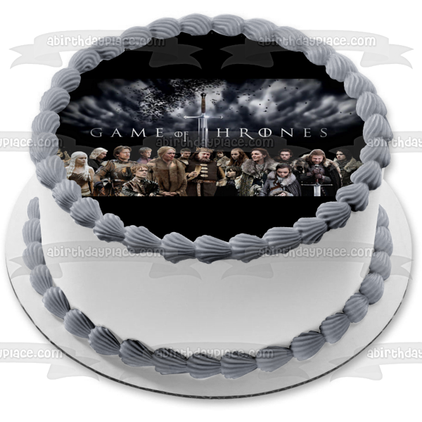 Juego de Tronos Daenerys Targaryen Jon Nieve Arya Stark Tyrion Lannister Ygritte y una espada Adorno comestible para tarta Imagen ABPID01037 