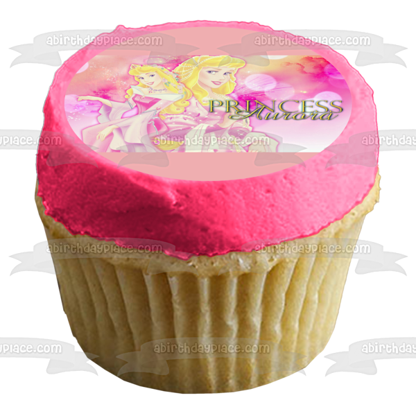 Bella Durmiente Princesa Aurora Fondo Rosa Imagen comestible para decoración de tarta ABPID01078 