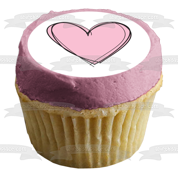 Purple Heart Black Edges Edible Cake Topper Image ABPID01108