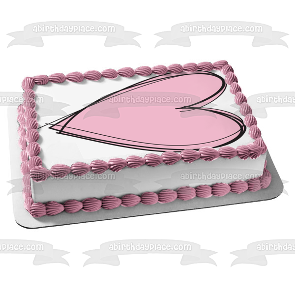 Purple Heart Black Edges Edible Cake Topper Image ABPID01108