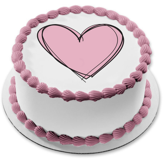 Purple Heart Black Edges Edible Cake Topper Image ABPID01108