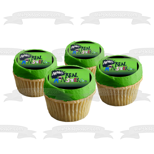 ¡¡¡Aaah!!! Real Monsters TV Logo Fondo verde Imagen comestible para decoración de tarta ABPID01114 