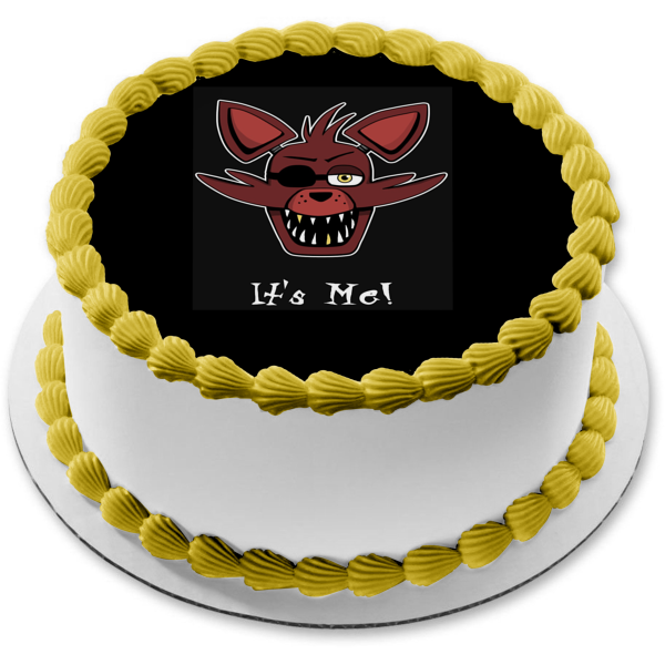 Five Nights at Freddy's Foxy It's Me Eye Patch Black Background Edible Cake Topper Image ABPID01240