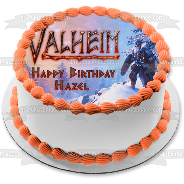 Valheim Cliff Overlook Scene Edible Cake Topper Image ABPID55171