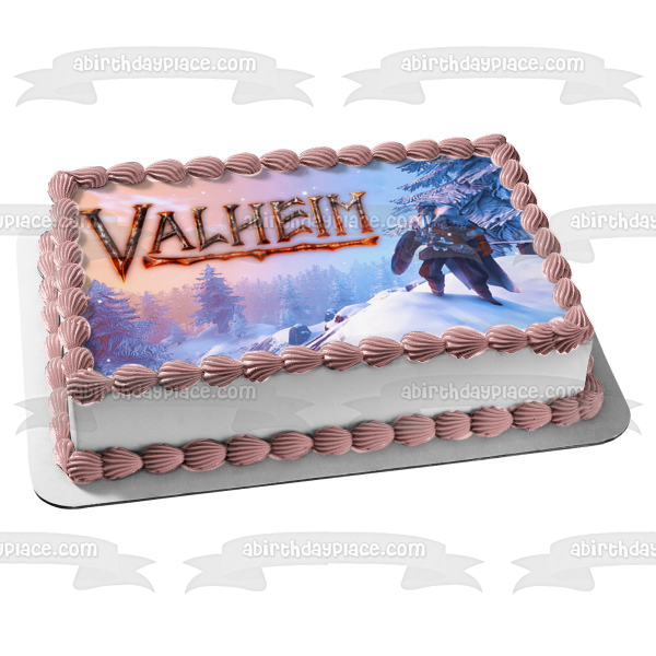 Valheim Cliff Overlook Scene Edible Cake Topper Image ABPID55171