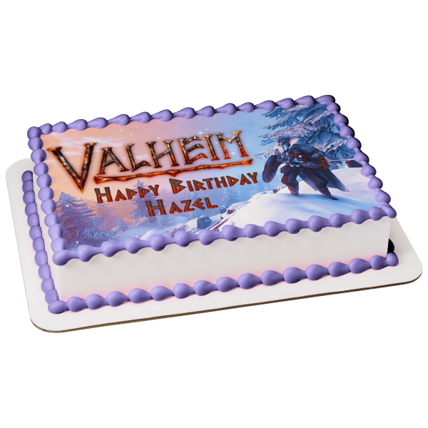 Valheim Cliff Overlook Scene Edible Cake Topper Image ABPID55171