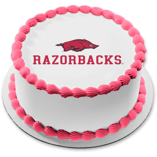 The University of Arkansaw Razorbacks Football Logo NCAA Edible Cake Topper Image ABPID01319