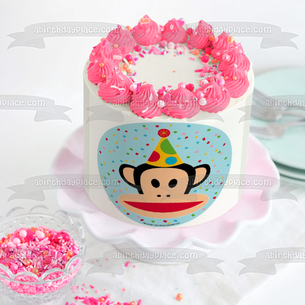Julius the Monkey Paul Frank Birthday Hat Edible Cake Topper Image ABPID01373