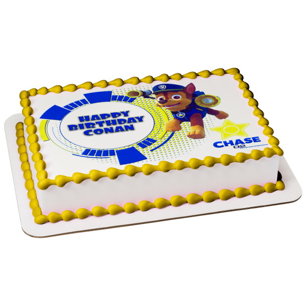 Marco de imagen comestible para decoración de tarta, estrella de la policía de Chase de la Patrulla Canina ABPID06452 