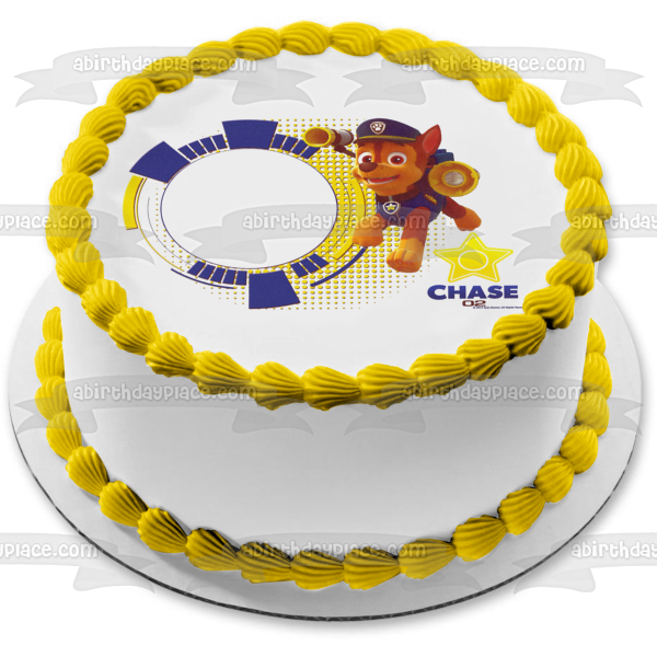 Marco de imagen comestible para decoración de tarta, estrella de la policía de Chase de la Patrulla Canina ABPID06452 