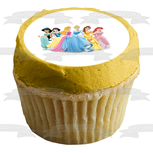 Princesas Cenicienta Bella Ariel Blancanieves Jazmín y Aurora Imagen comestible para tarta ABPID01560 