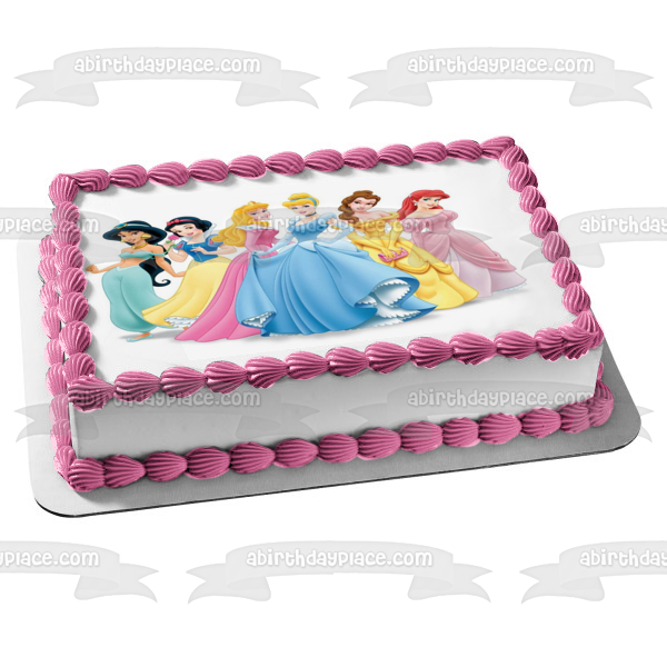 Princesas Cenicienta Bella Ariel Blancanieves Jazmín y Aurora Imagen comestible para tarta ABPID01560 