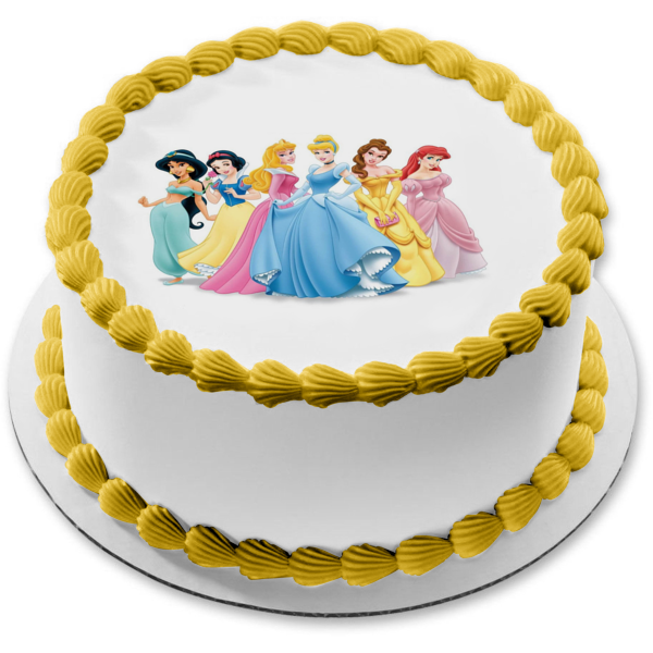 Princesas Cenicienta Bella Ariel Blancanieves Jazmín y Aurora Imagen comestible para tarta ABPID01560 