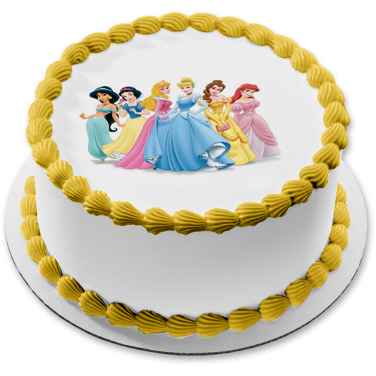 Princesas Cenicienta Bella Ariel Blancanieves Jazmín y Aurora Imagen comestible para tarta ABPID01560 