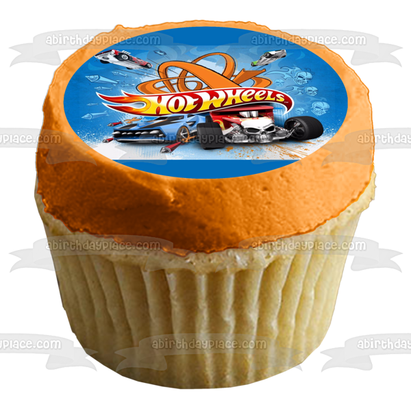 Mattel Hot Wheels Logo Cars Skulls Rockets Cars Edible Cake Topper Image ABPID01618