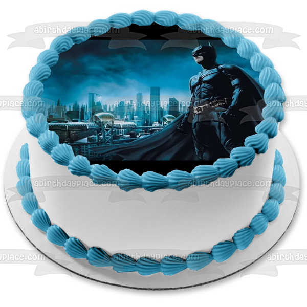 Batman Dark Knight Bruce Wayne en Gotham decoración comestible para tarta imagen ABPID01625 