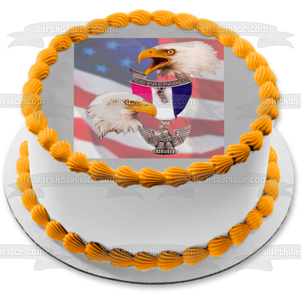 Imagen comestible para tarta con diseño de banderas americanas de la Corte de Honor de Eagle Scout ABPID01679 