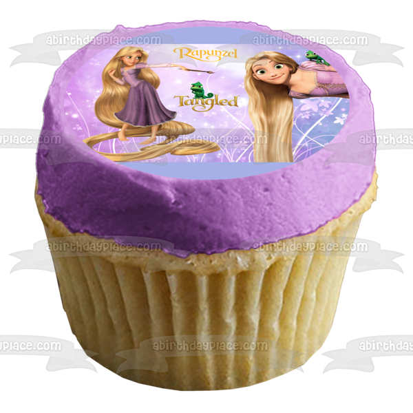 Adorno comestible para tarta con flores de Rapunzel enredadas y Pascal, imagen ABPID01745 