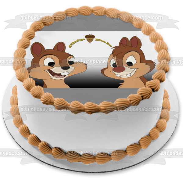 Chip 'N Dale and an Acorn Edible Cake Topper Image ABPID01757