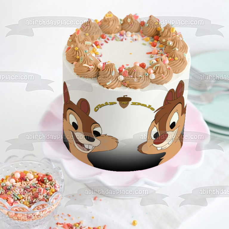 Chip 'N Dale and an Acorn Edible Cake Topper Image ABPID01757