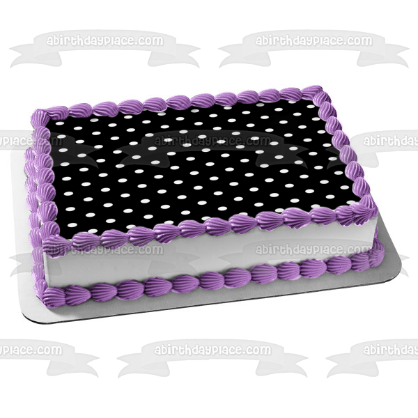 Imagen comestible para decoración de tarta con diseño de fondo de lunares en blanco y negro ABPID01765 