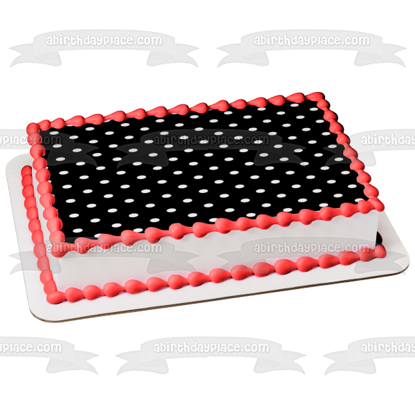 Imagen comestible para decoración de tarta con diseño de fondo de lunares en blanco y negro ABPID01765 