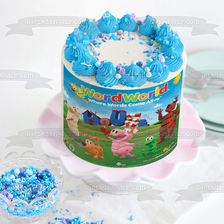 Wordworld Where Words Come Alive Frog Bear Pig Dog and Sheep Edible Cake Topper Image ABPID01853