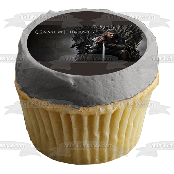 Game of Thrones Eddard Stark Sitting on the Iron Throne Edible Cake Topper Image ABPID01864