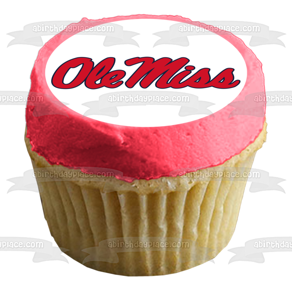 Imagen comestible para tarta con logotipo de Ole Miss de la Universidad de Mississippi Rebels NCAA ABPID01824 