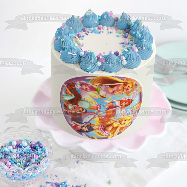 Winx Club Fairy Friends Stella Musa Aisha Bloom Flora y Tecna Imagen comestible para decoración de tarta ABPID03208 