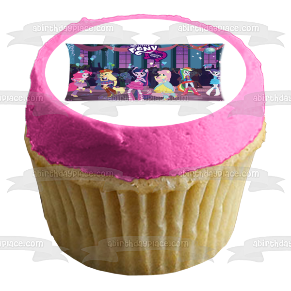 Adorno comestible para tarta My Little Pony Equestria Girls Twilight Sparkle Pinkie Pie y Rarity Imagen ABPID03215 