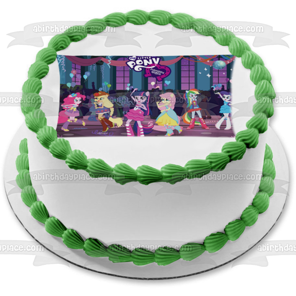 Adorno comestible para tarta My Little Pony Equestria Girls Twilight Sparkle Pinkie Pie y Rarity Imagen ABPID03215 