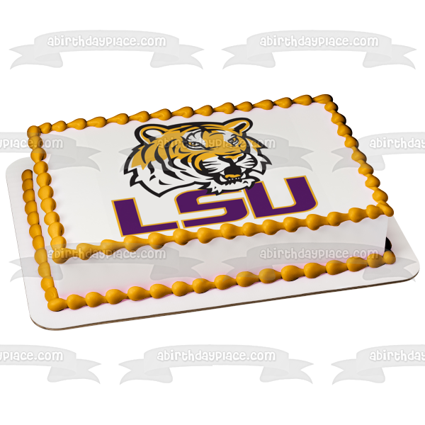 Imagen comestible para tarta con logotipo de los Tigres de la Universidad Estatal de Luisiana ABPID03183 