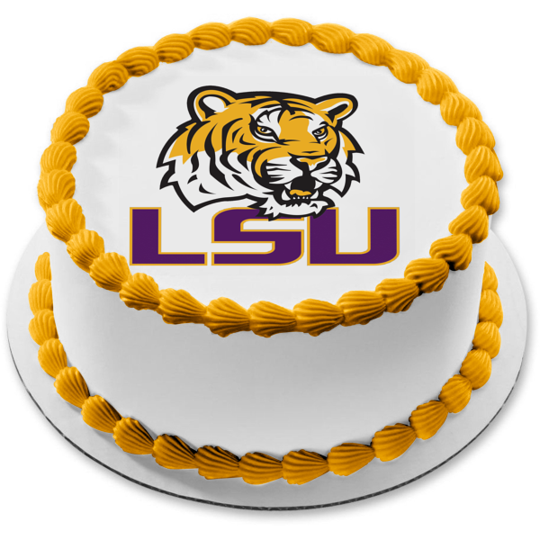 Imagen comestible para tarta con logotipo de los Tigres de la Universidad Estatal de Luisiana ABPID03183 