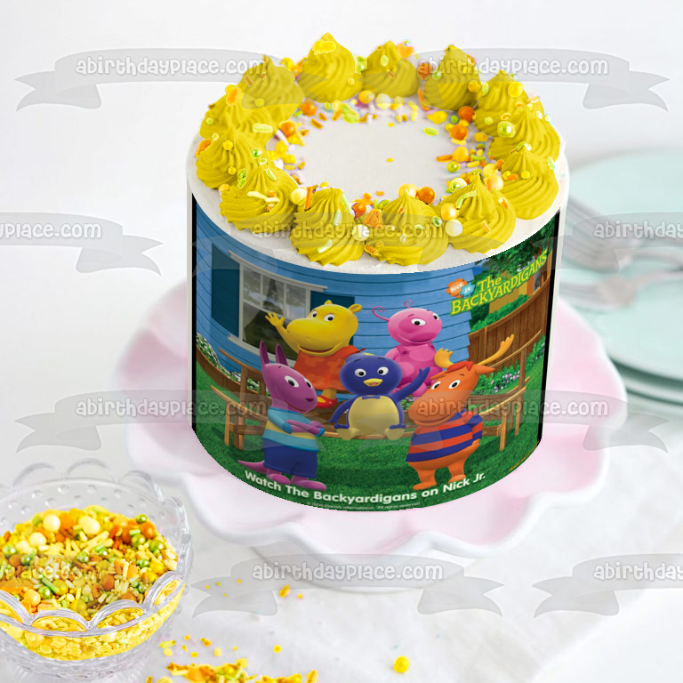 Mesa de picnic de los Backyardigans Uinqua Pablo Tyrone Tasha y Ausitn Imagen comestible para decoración de tarta ABPID03199 