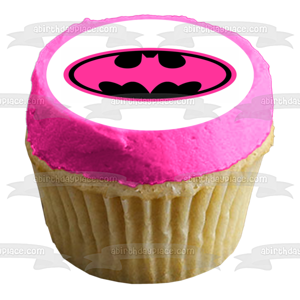 Imagen comestible para tarta con el logotipo de Batgirl, color rosa, Gotham City, ABPID03335 