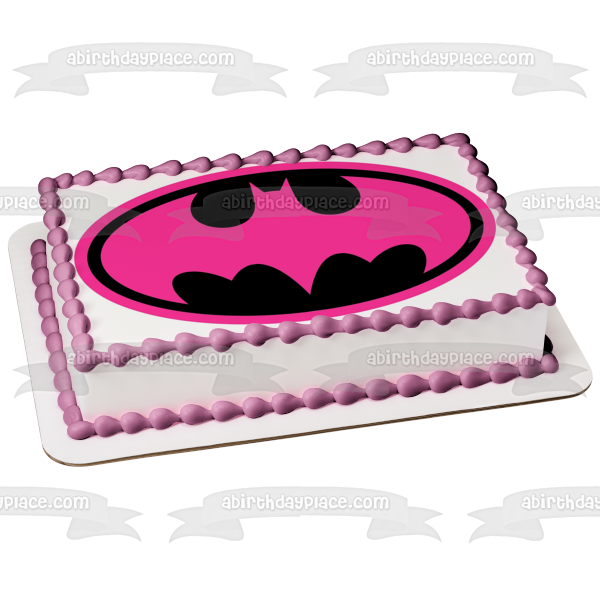 Imagen comestible para tarta con el logotipo de Batgirl, color rosa, Gotham City, ABPID03335 