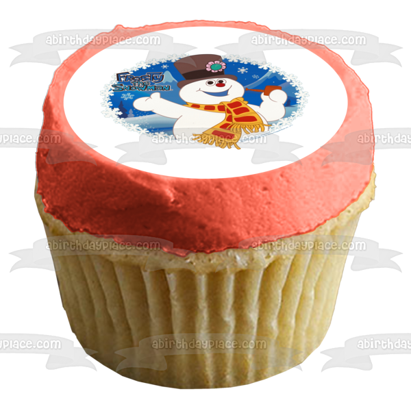 Frosty the Snowman Snowflakes and a Magic Hat Christmas Edible Cake Topper Image ABPID03369