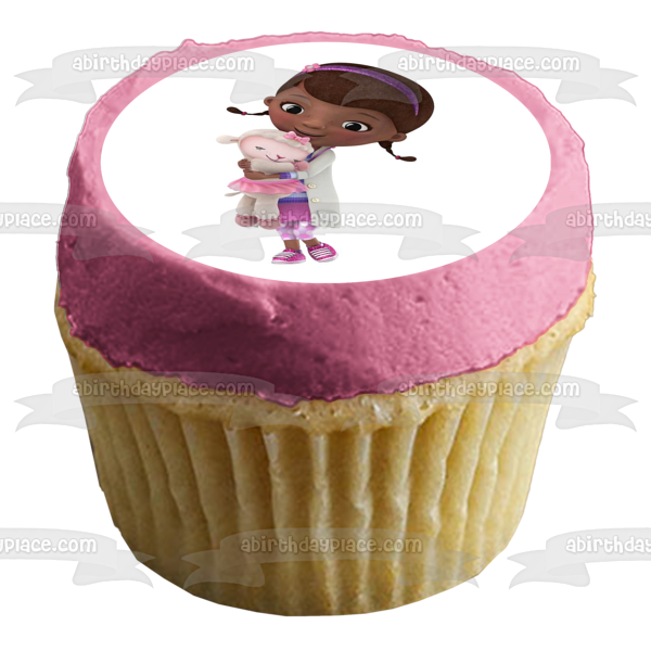 Imagen comestible para decoración de tarta de Doc McStuffins abrazando y Lambie ABPID03377 