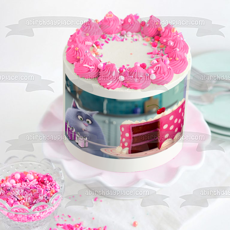 La vida secreta de las mascotas Chloe presenta y pastel decoración comestible para tarta imagen ABPID03509 